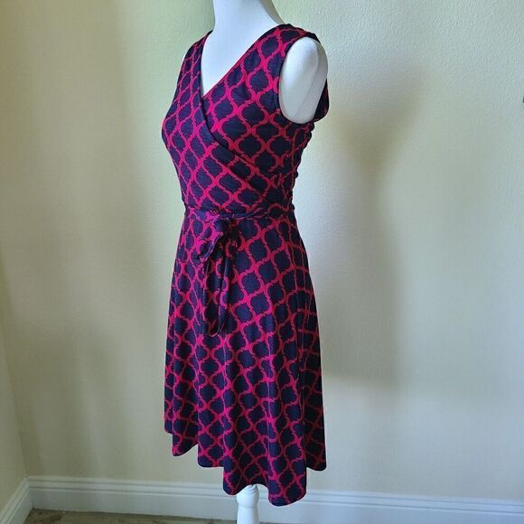 41 Hawthorn Wrap Dress XS Sleeveless Blue Red Belt Tie Patterned Workwear‎ - Picture 3 of 12